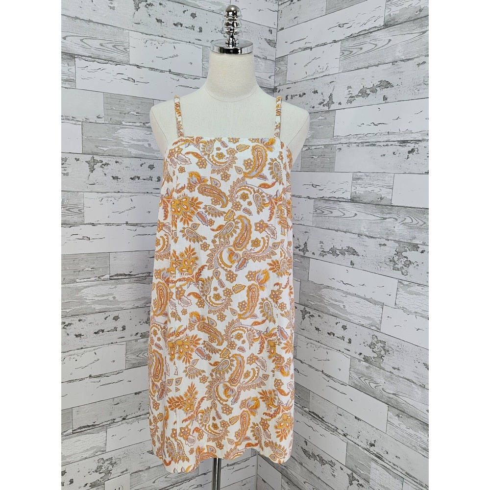 Current Air Penny Mini Dress Small Orange Paisley Linen Blend